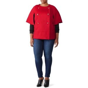 Draper James Red Double-Breasted Cape Jacket